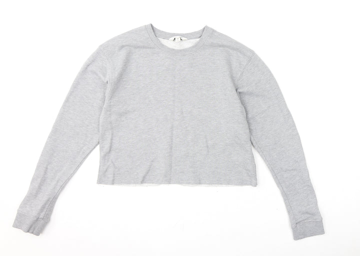 Miss Selfridge Womens Grey Polyester Pullover Sweatshirt Size 10 Pullover - Cropped