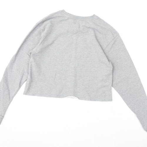 Miss Selfridge Womens Grey Polyester Pullover Sweatshirt Size 10 Pullover - Cropped