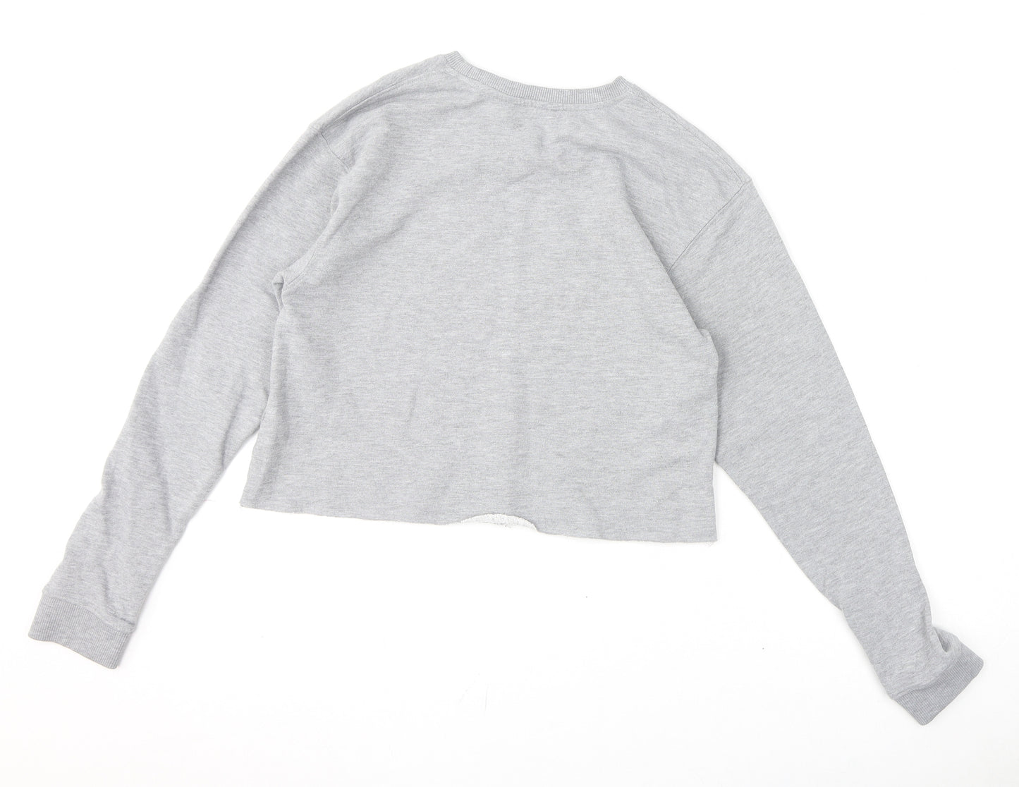 Miss Selfridge Womens Grey Polyester Pullover Sweatshirt Size 10 Pullover - Cropped
