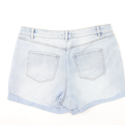 Papaya Womens Blue Cotton Boyfriend Shorts Size 16 L3 in Regular Button