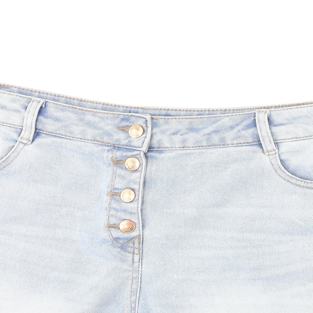 Papaya Womens Blue Cotton Boyfriend Shorts Size 16 L3 in Regular Button