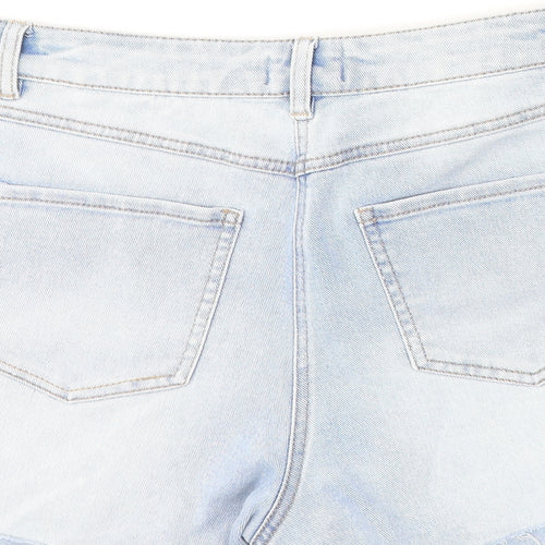 Papaya Womens Blue Cotton Boyfriend Shorts Size 16 L3 in Regular Button