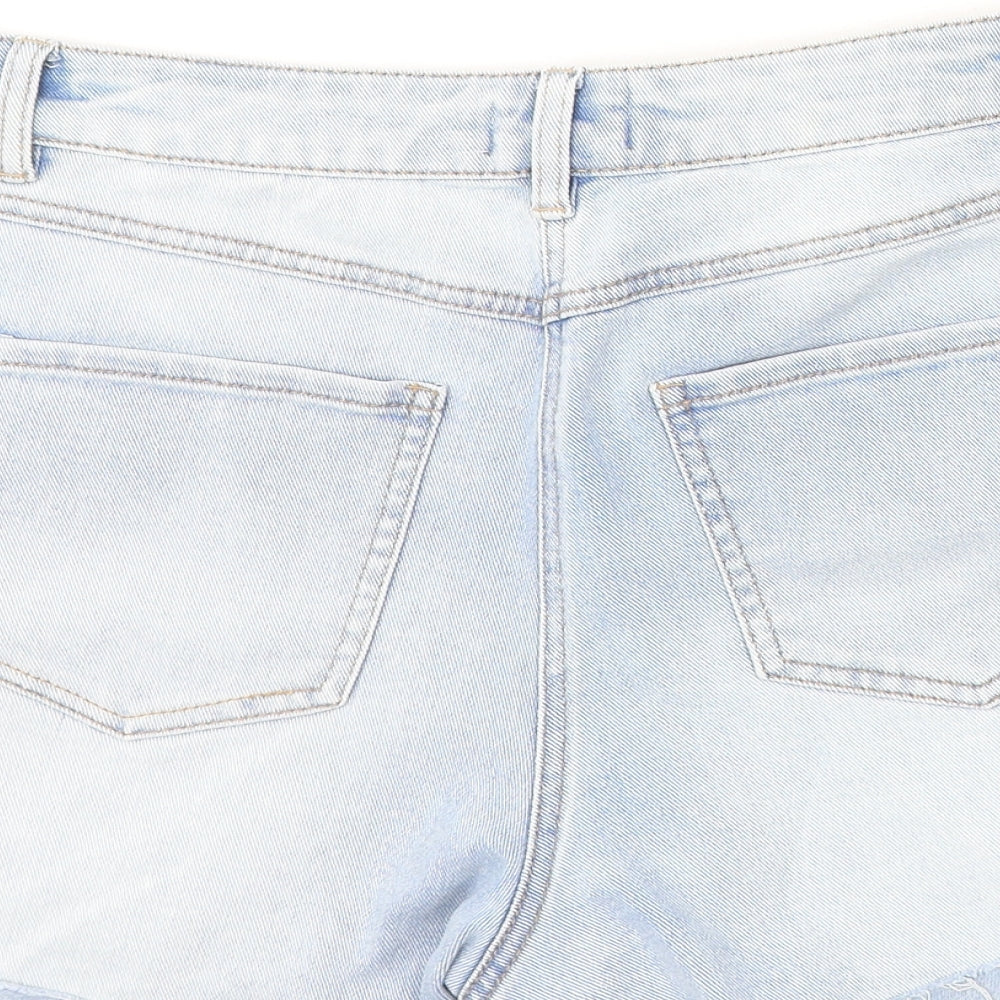 Papaya Womens Blue Cotton Boyfriend Shorts Size 16 L3 in Regular Button