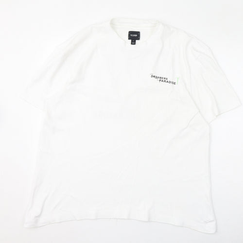 River Island Mens White Cotton T-Shirt Size XL Round Neck - Dreamers Paradise