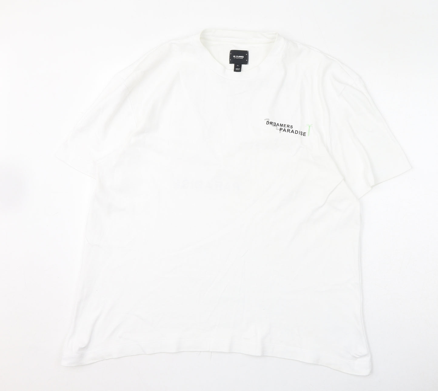River Island Mens White Cotton T-Shirt Size XL Round Neck - Dreamers Paradise
