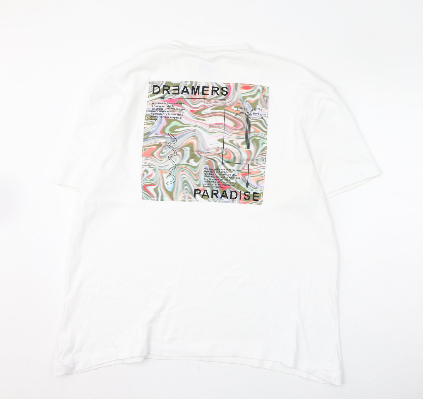 River Island Mens White Cotton T-Shirt Size XL Round Neck - Dreamers Paradise