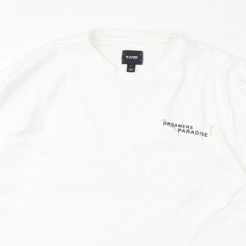 River Island Mens White Cotton T-Shirt Size XL Round Neck - Dreamers Paradise