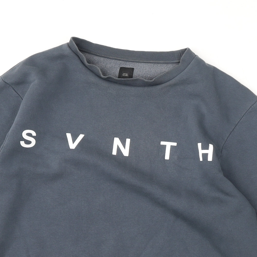 River Island Mens Grey Cotton Pullover Sweatshirt Size L - Svnth