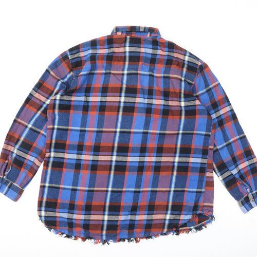River Island Womens Multicoloured Plaid 100% Cotton Basic Button-Up Size M Collared - Sequins, Distressed Look