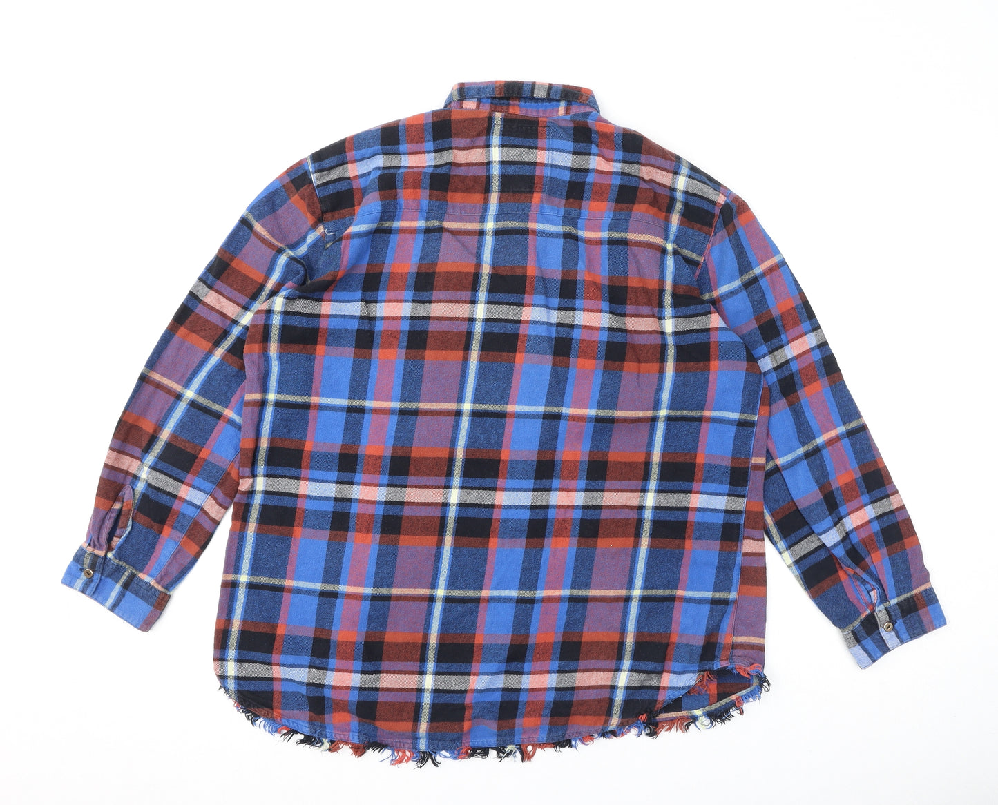 River Island Womens Multicoloured Plaid 100% Cotton Basic Button-Up Size M Collared - Sequins, Distressed Look