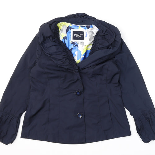 Per Una Womens Blue Jacket Coat Size 16 Button