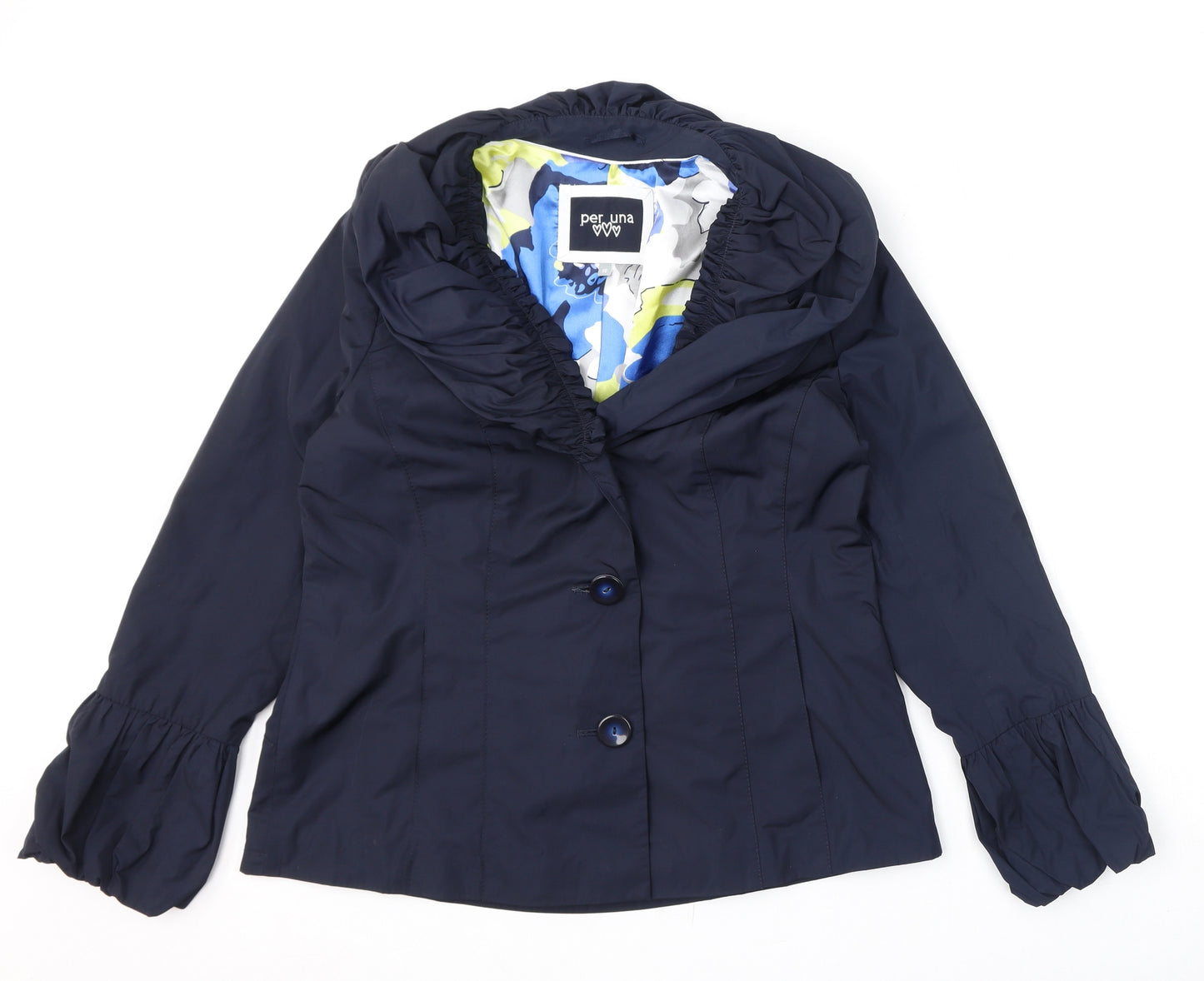 Per Una Womens Blue Jacket Coat Size 16 Button