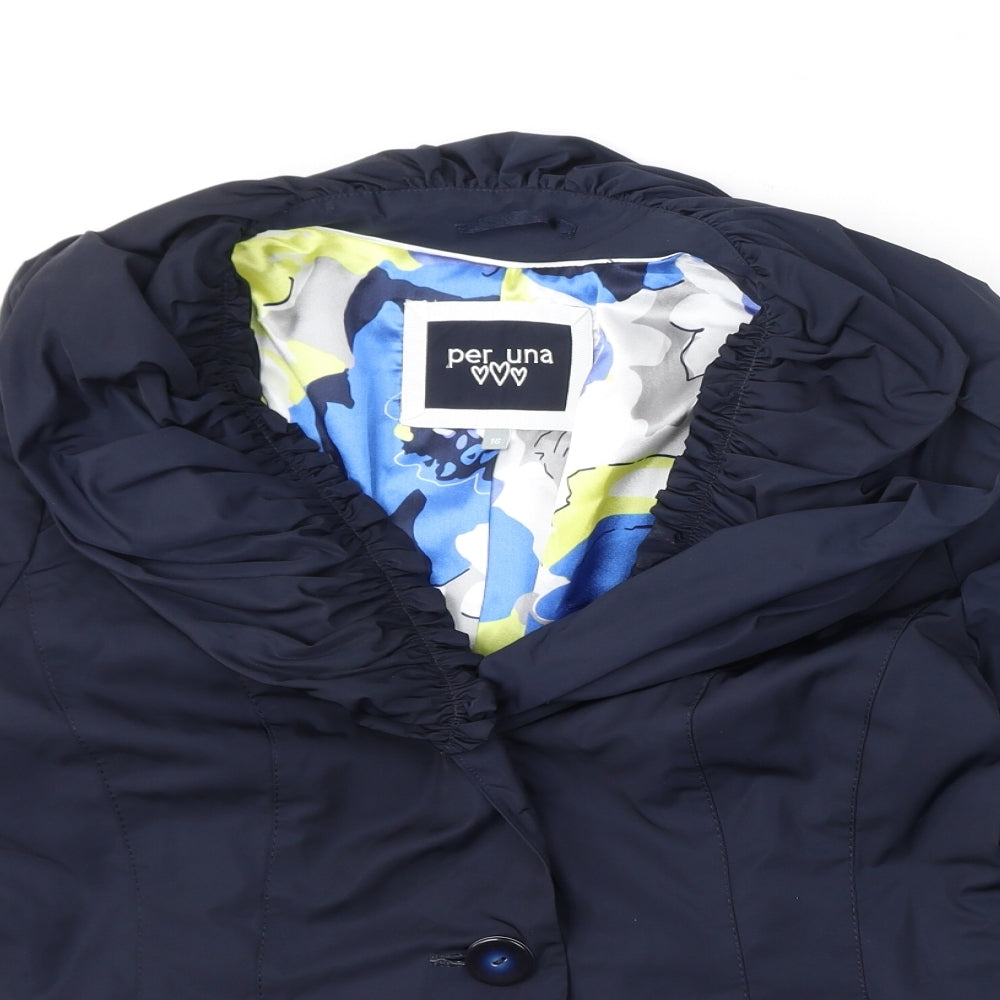 Per Una Womens Blue Jacket Coat Size 16 Button
