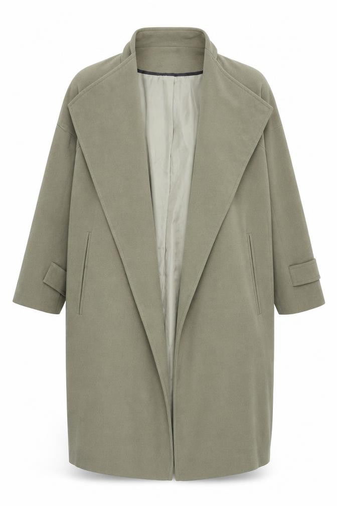 Front view of ASOS women’s green overcoat coat, size UK 8