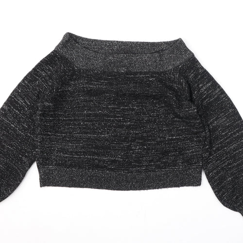 Divided by H&M Womens Black Boat Neck Acrylic Pullover Jumper Size M