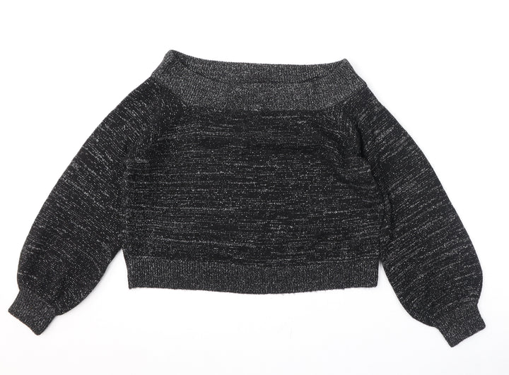 Divided by H&M Womens Black Boat Neck Acrylic Pullover Jumper Size M