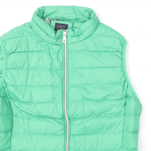 Marks and Spencer Womens Green Gilet Coat Size 14 Zip