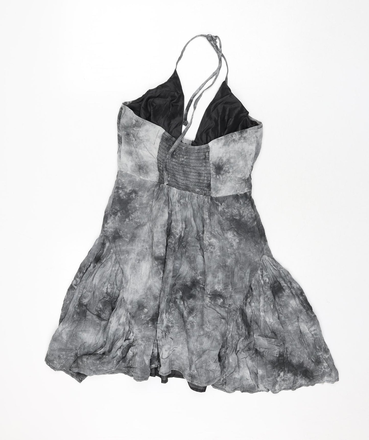 Flame Womens Grey Tie Dye Viscose A-Line Size 12 Halter Button