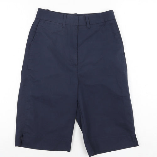 Marks and Spencer Womens Blue Cotton Bermuda Shorts Size 6 L11 in Regular Zip