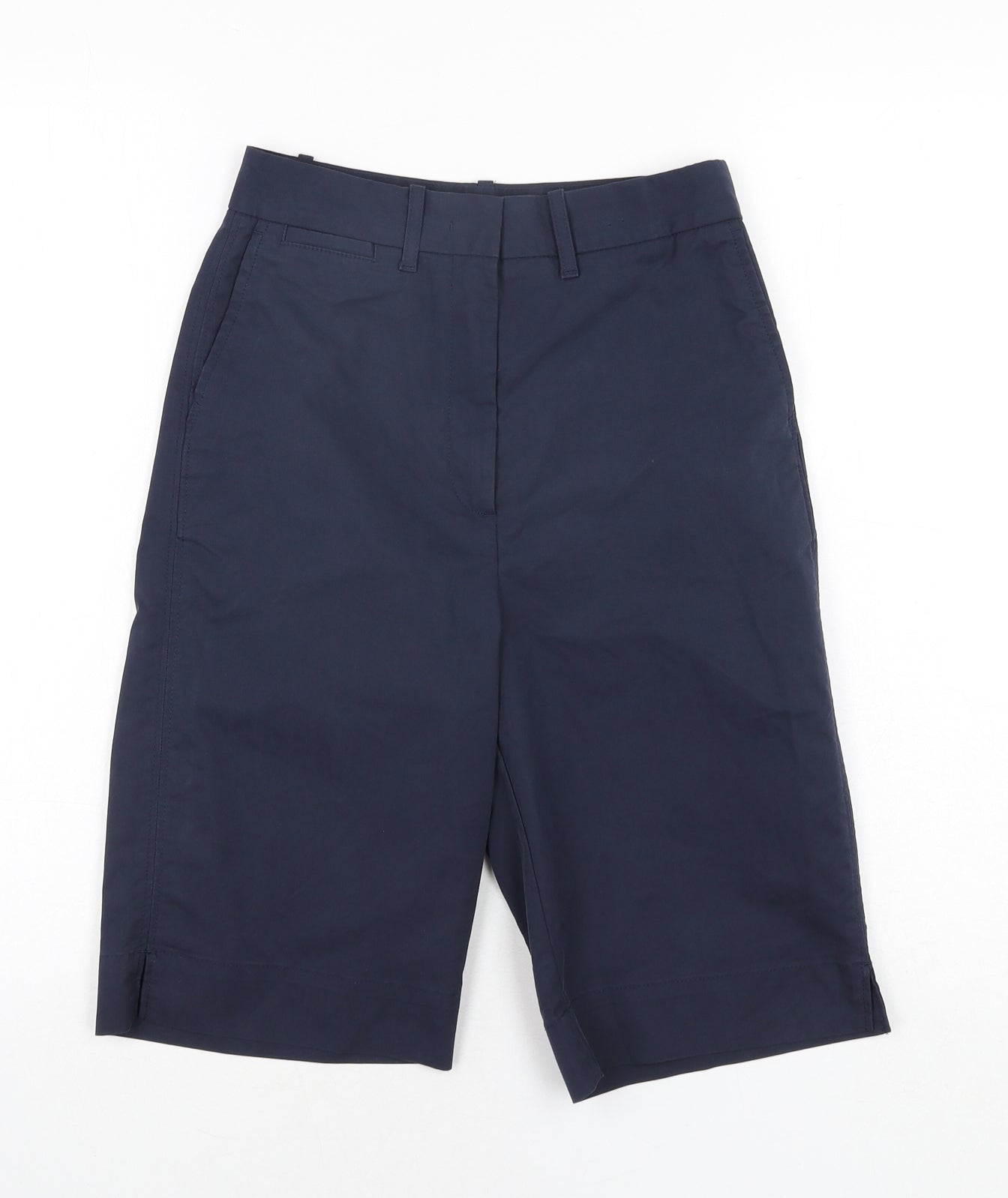 Marks and Spencer Womens Blue Cotton Bermuda Shorts Size 6 L11 in Regular Zip