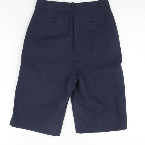 Marks and Spencer Womens Blue Cotton Bermuda Shorts Size 6 L11 in Regular Zip
