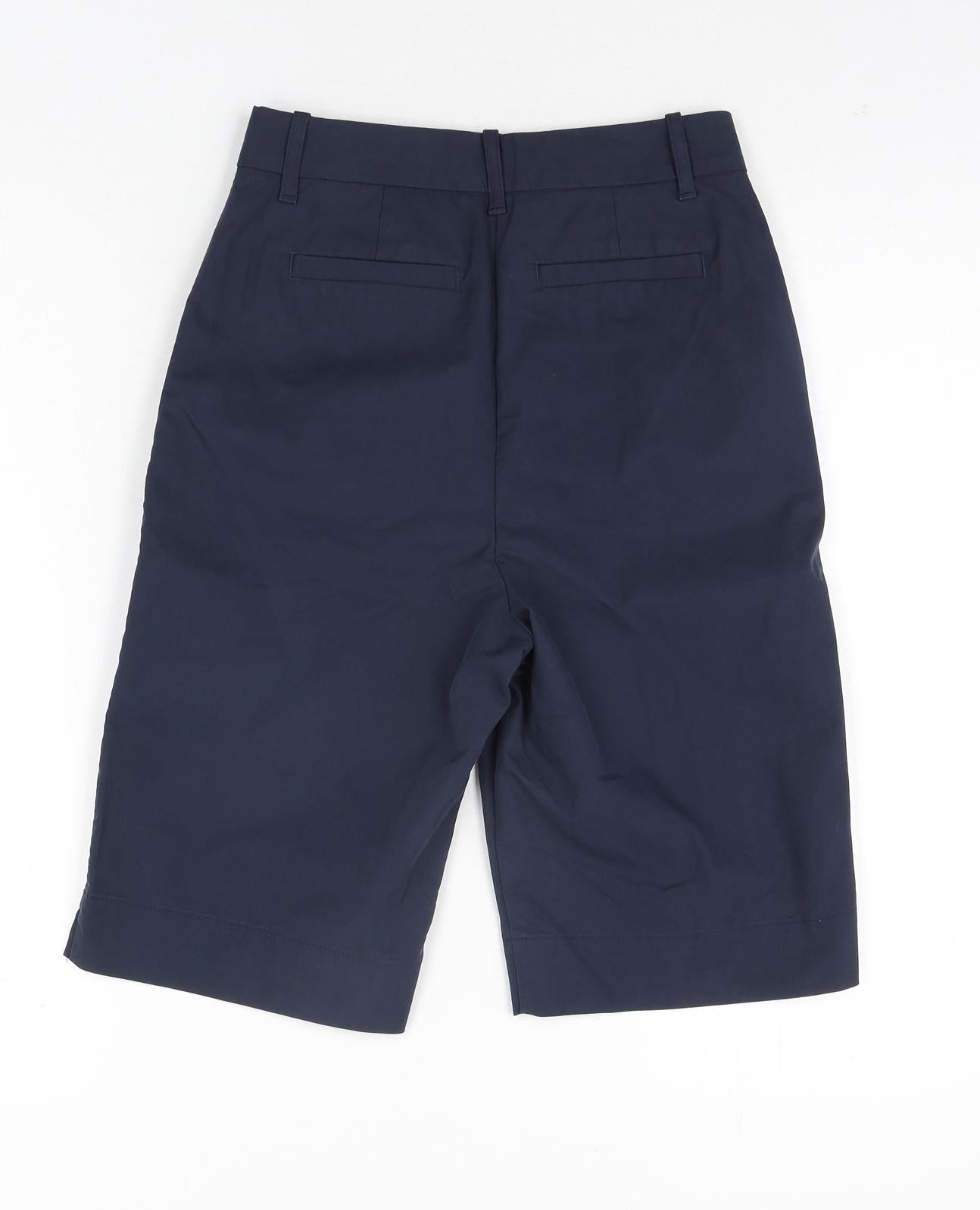 Marks and Spencer Womens Blue Cotton Bermuda Shorts Size 6 L11 in Regular Zip