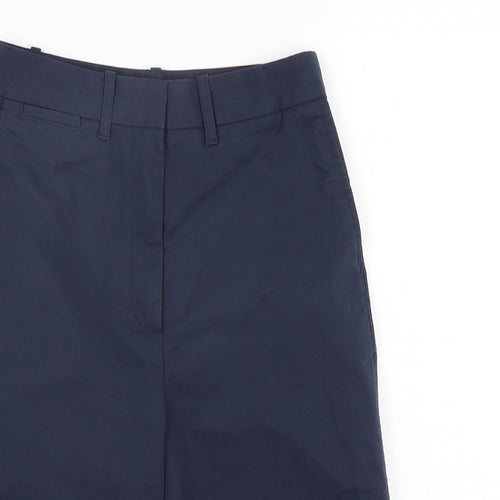Marks and Spencer Womens Blue Cotton Bermuda Shorts Size 6 L11 in Regular Zip