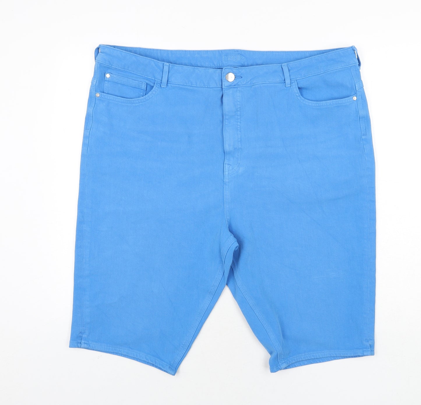 Marks and Spencer Womens Blue Cotton Bermuda Shorts Size 24 L13 in Regular Zip