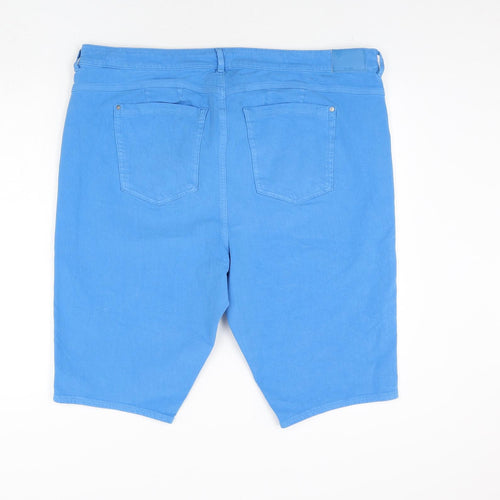 Marks and Spencer Womens Blue Cotton Bermuda Shorts Size 24 L13 in Regular Zip