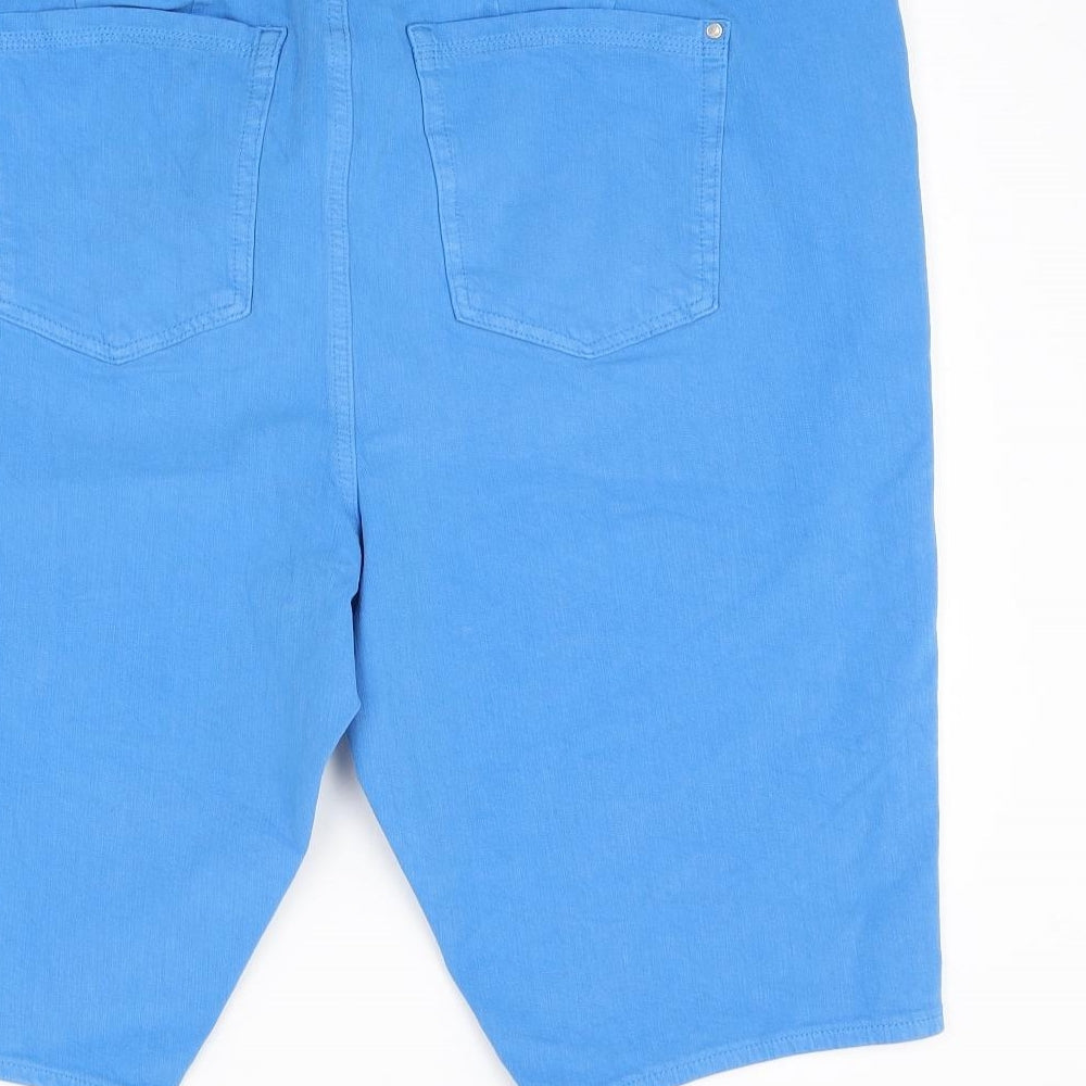 Marks and Spencer Womens Blue Cotton Bermuda Shorts Size 24 L13 in Regular Zip