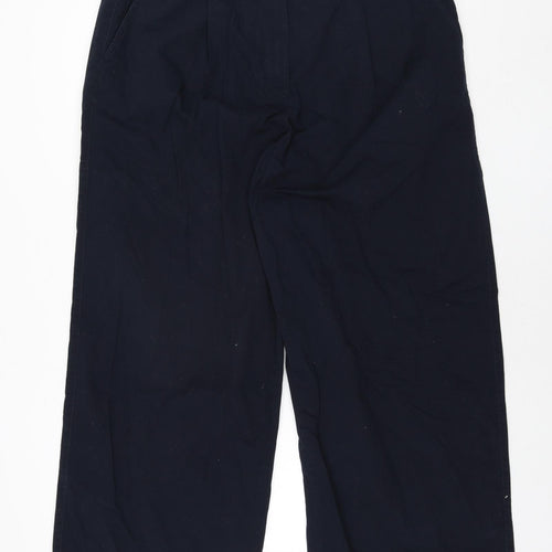 Marks and Spencer Womens Blue Cotton Trousers Size 18 L29 in Regular Zip