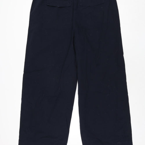 Marks and Spencer Womens Blue Cotton Trousers Size 18 L29 in Regular Zip