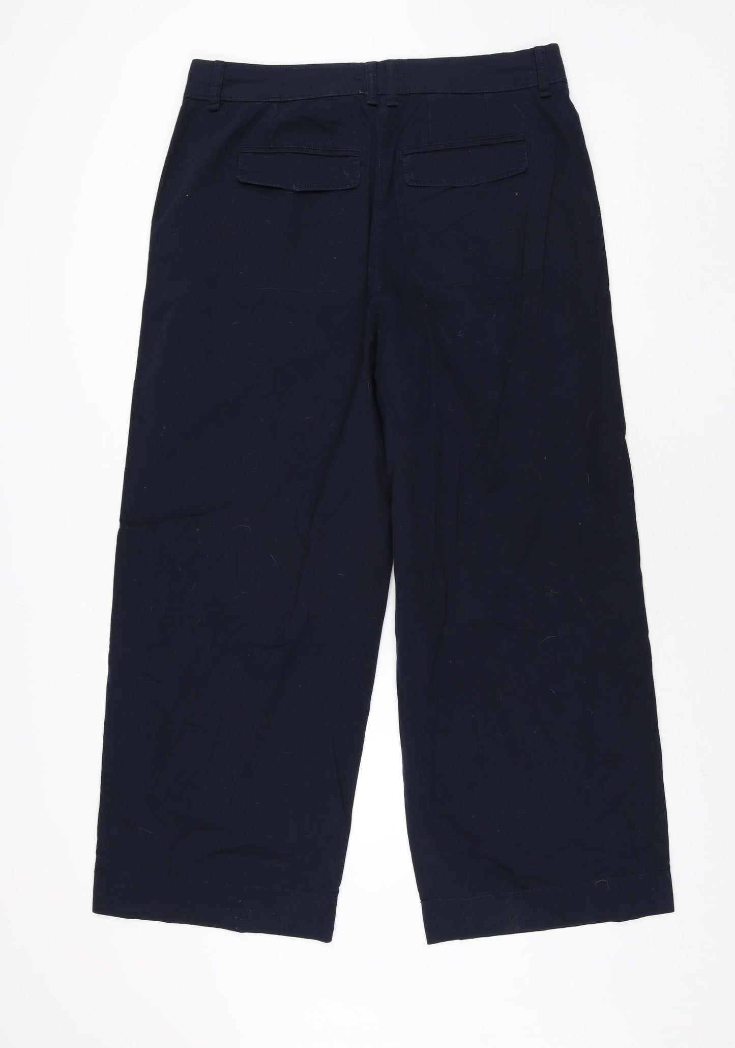 Marks and Spencer Womens Blue Cotton Trousers Size 18 L29 in Regular Zip