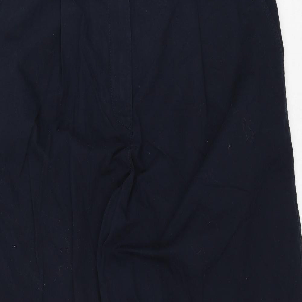 Marks and Spencer Womens Blue Cotton Trousers Size 18 L29 in Regular Zip