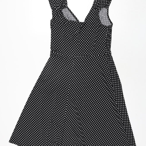 Tiana B Womens Black Polka Dot Polyester A-Line Size 12 V-Neck Pullover