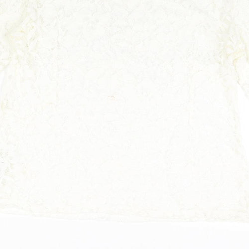 Lipsy Womens Ivory Viscose Basic Blouse Size 16 Mock Neck