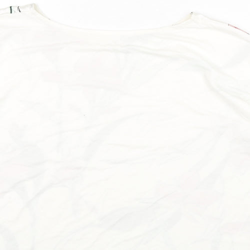 Marks and Spencer Womens White Polyester Basic Blouse Size 10 Round Neck - Floral Print