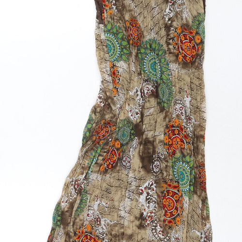 Per Una Womens Multicoloured Geometric Polyester Shift Size 10 Scoop Neck Zip - Lace Trim Rope Detail