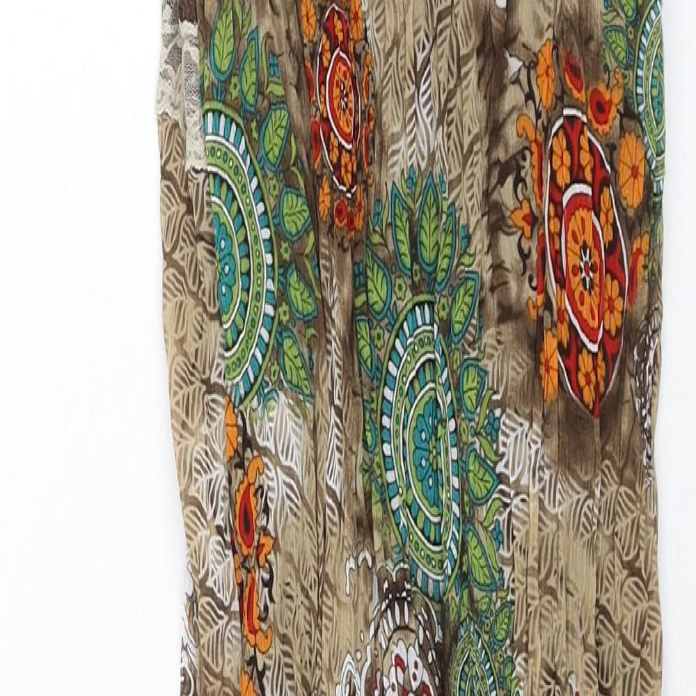 Per Una Womens Multicoloured Geometric Polyester Shift Size 10 Scoop Neck Zip - Lace Trim Rope Detail