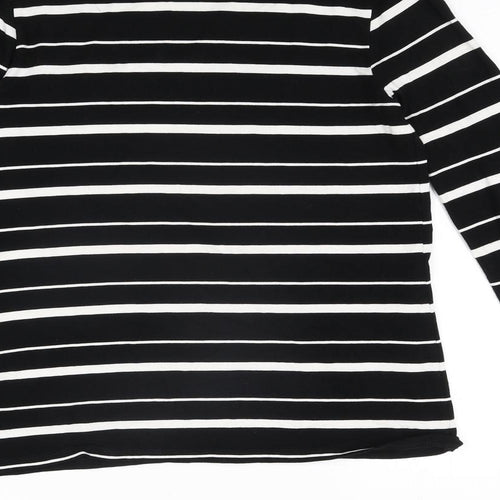 Warehouse Womens Black Striped Viscose Basic Blouse Size 8 Mock Neck