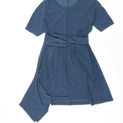 Topshop Womens Blue Polyester A-Line Size 6 Round Neck Pullover - Twist Belt