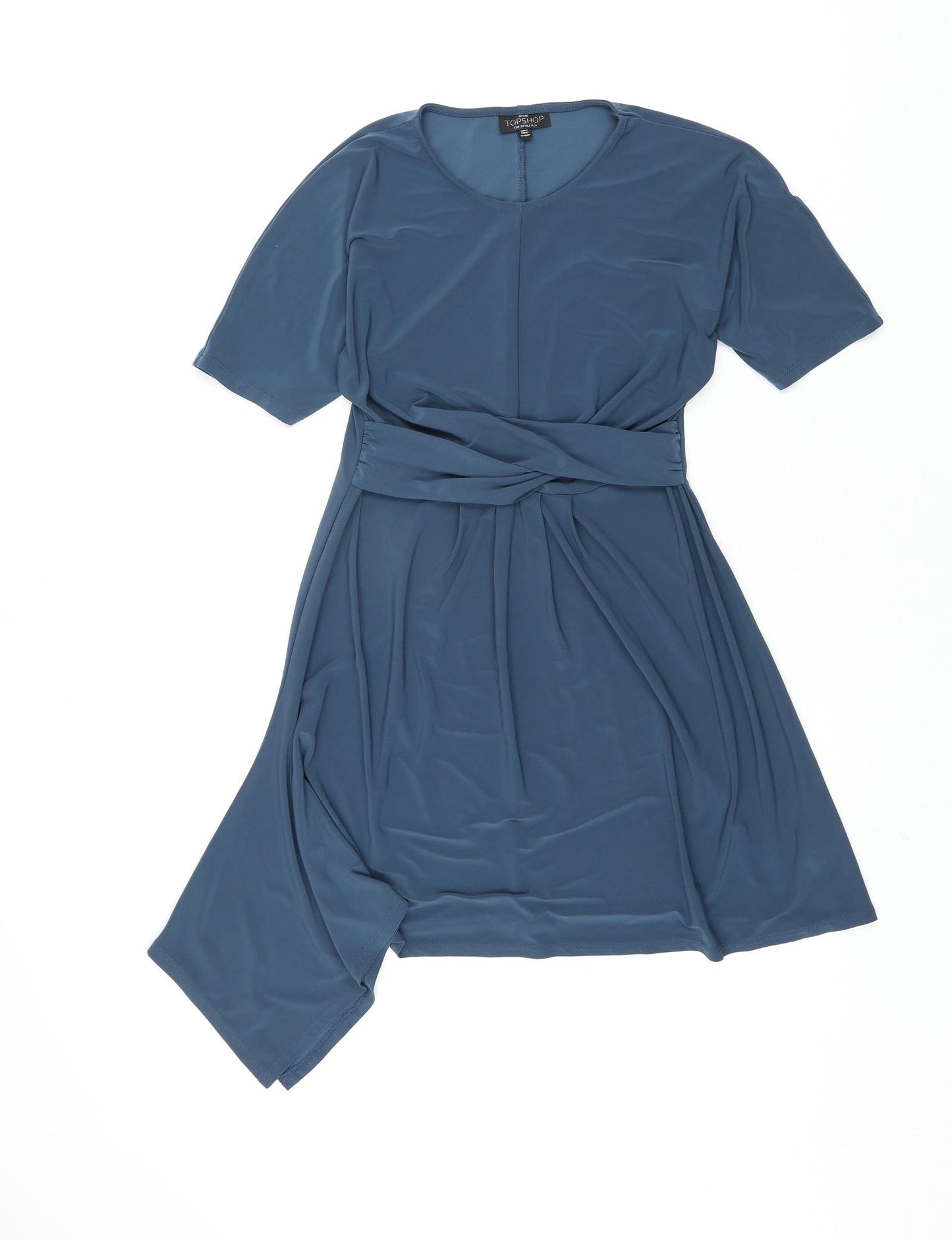 Topshop Womens Blue Polyester A-Line Size 6 Round Neck Pullover - Twist Belt