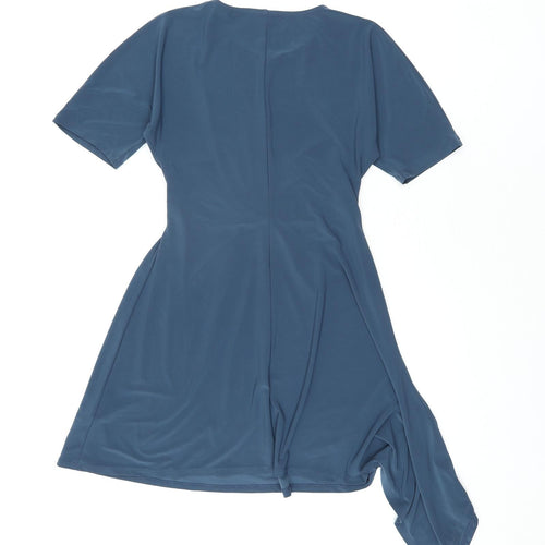 Topshop Womens Blue Polyester A-Line Size 6 Round Neck Pullover - Twist Belt
