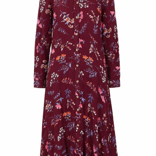 Innocence Womens Red Floral Viscose Shirt Dress Size 8 Collared Button