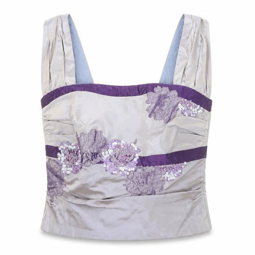 Linea Raffaelli Womens Purple Acetate Basic Blouse Size 16 Square Neck - Floral Lace Detail