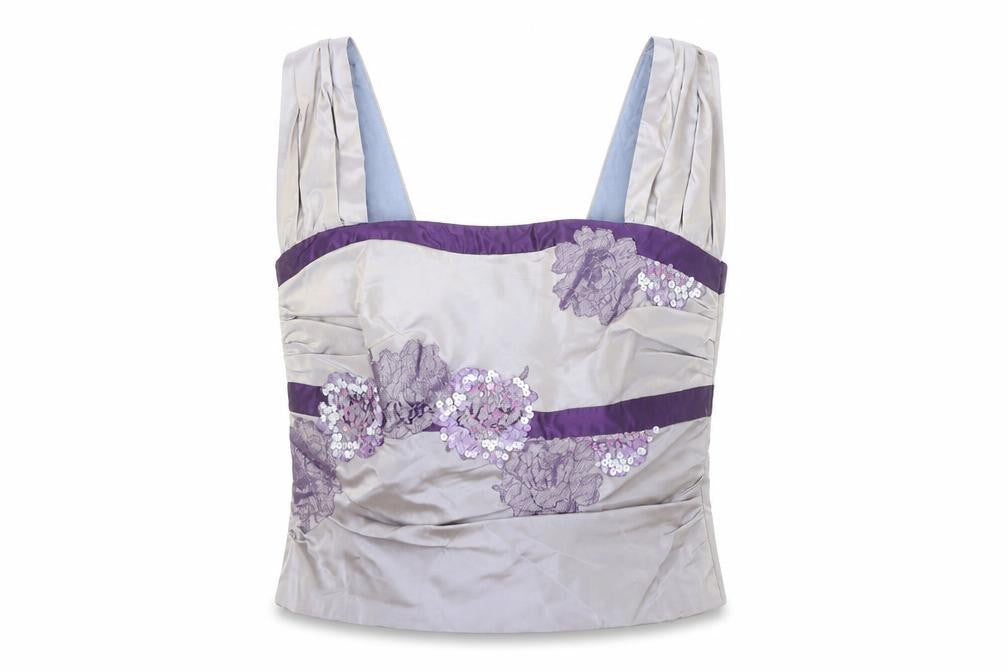Linea Raffaelli Womens Purple Acetate Basic Blouse Size 16 Square Neck - Floral Lace Detail