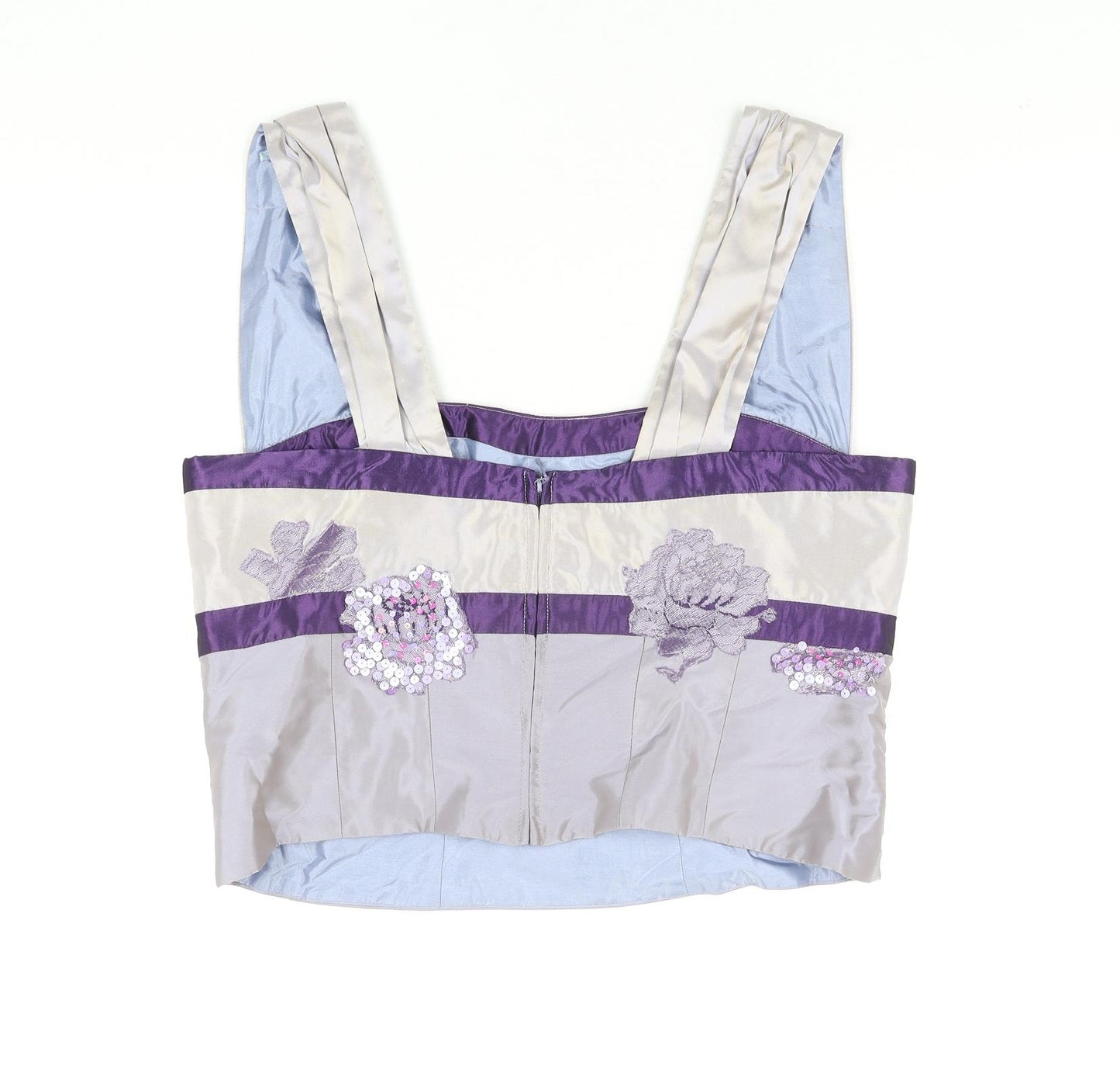 Linea Raffaelli Womens Purple Acetate Basic Blouse Size 16 Square Neck - Floral Lace Detail