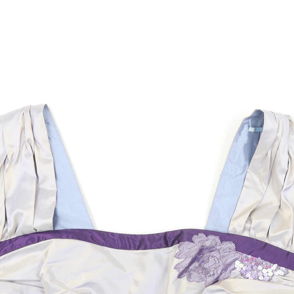 Linea Raffaelli Womens Purple Acetate Basic Blouse Size 16 Square Neck - Floral Lace Detail