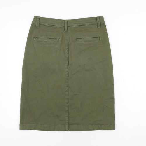 Marks and Spencer Womens Green Cotton Straight & Pencil Skirt Size 10 Zip