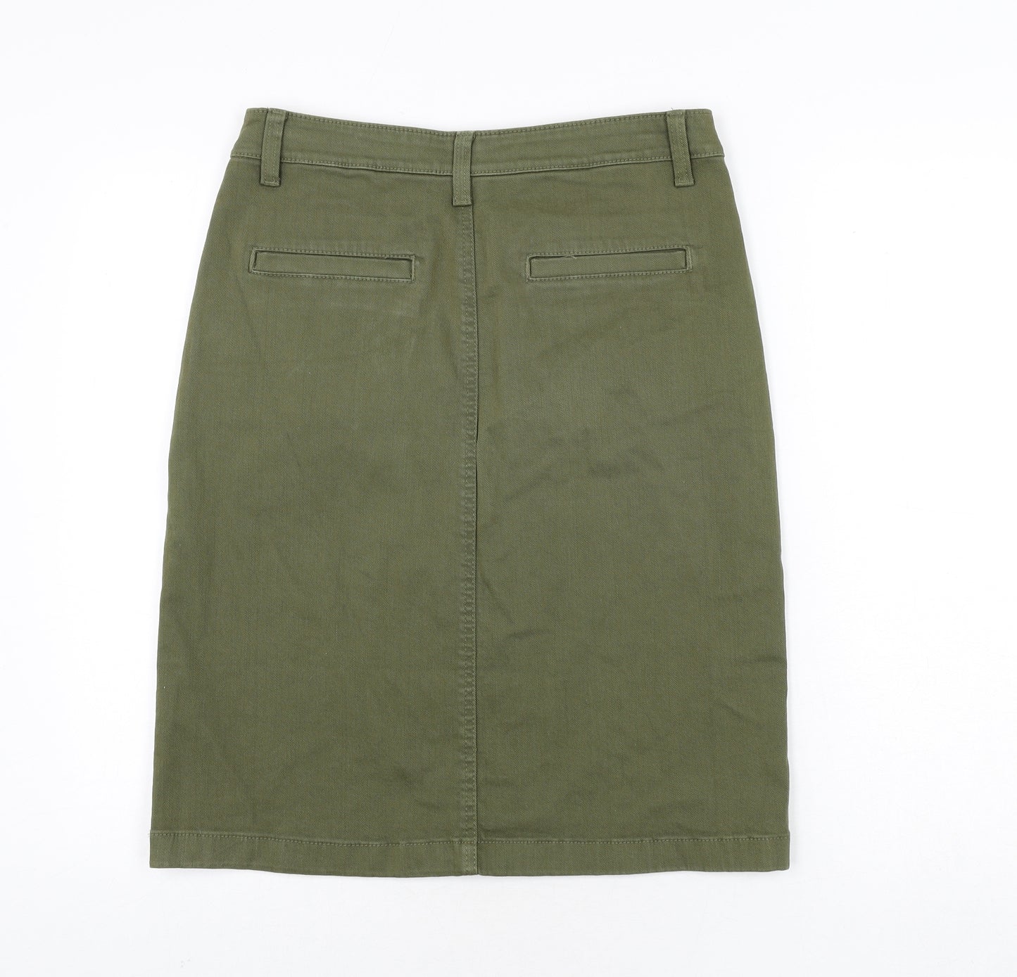 Marks and Spencer Womens Green Cotton Straight & Pencil Skirt Size 10 Zip